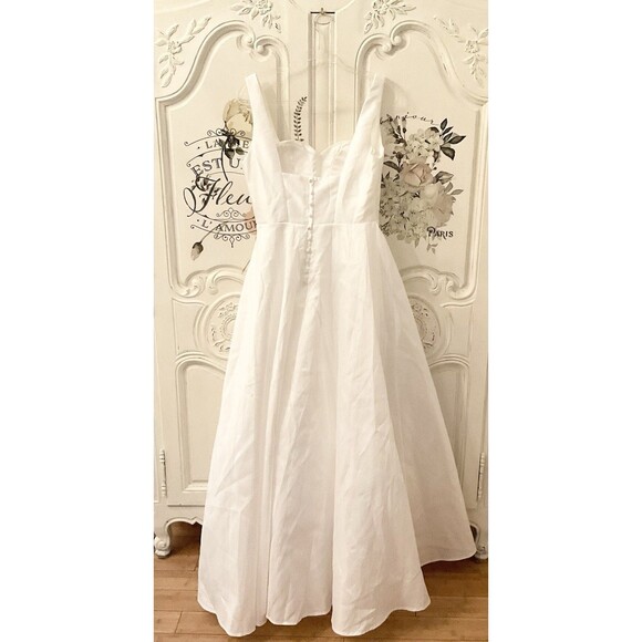 Lulus Modern Affection Maxi Dress Women's M White Taffeta Pleated NWT - Picture 9 of 13